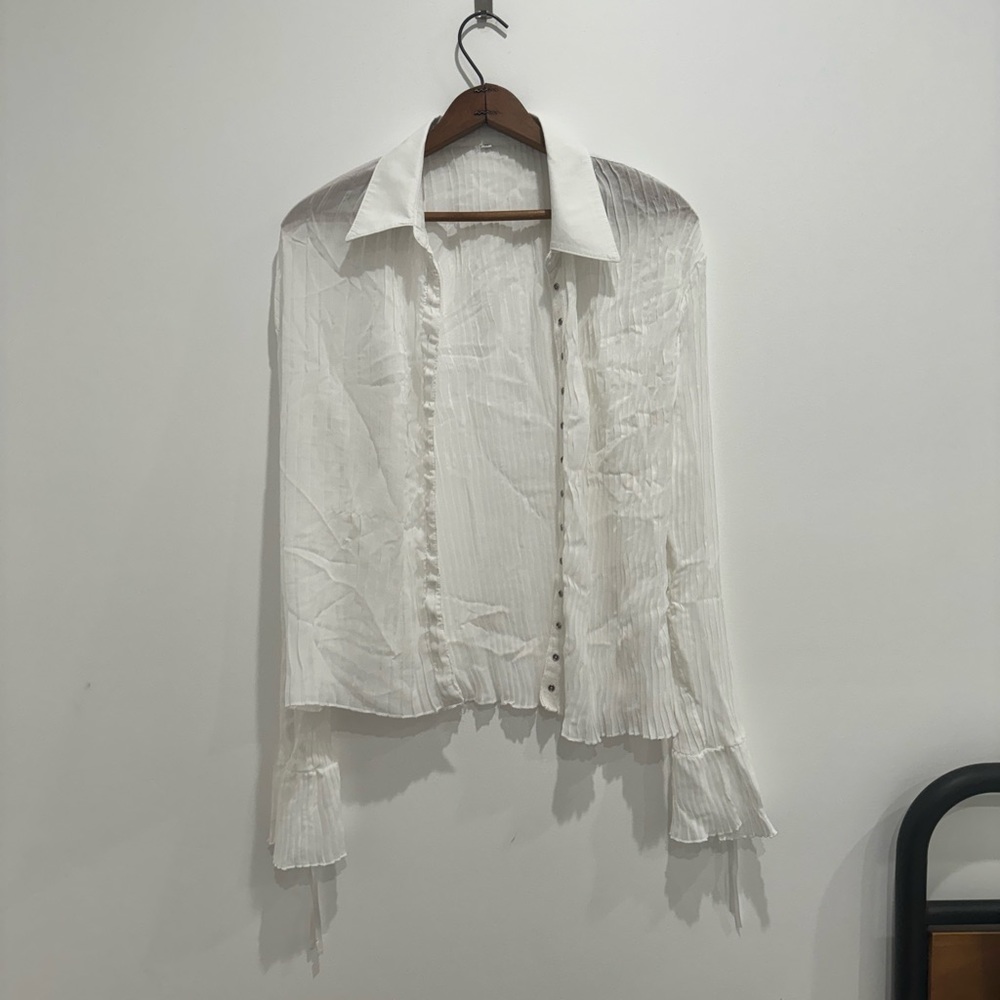 White Pleated Blouse